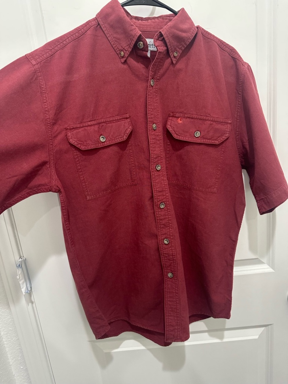 Carhartt Men's Short-Sleeve Button-Down Work Shirt in Deep Red100% cotton SZ M
